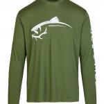 bow & rod performance fishing shirt green - front