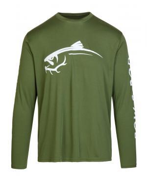 bow & rod performance fishing shirt green - front