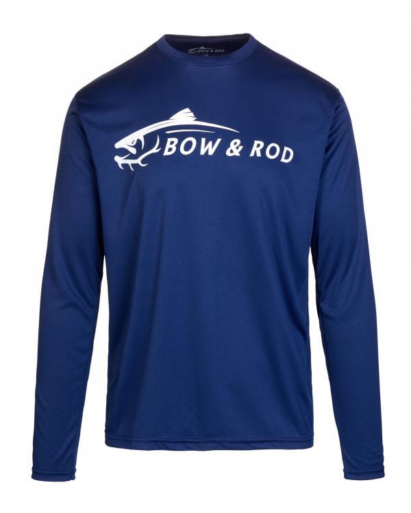 bow & rod performance fishing shirt blue - front