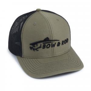 bow and rod green snapback hat