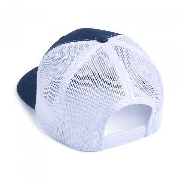 bow and rod blue & white snapback hat